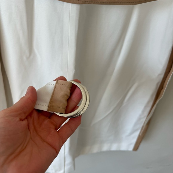 Chic White and Tan Belted long vest - Picture 5 of 13